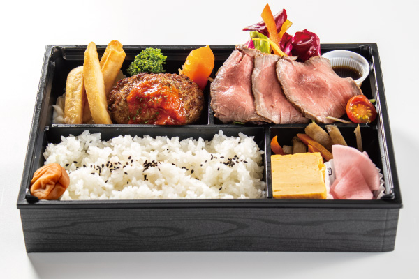 ハンバーグとローストビーフ弁当