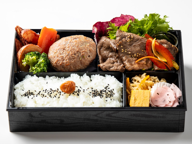 オリジナルハンバーグと常陸牛焼肉弁当