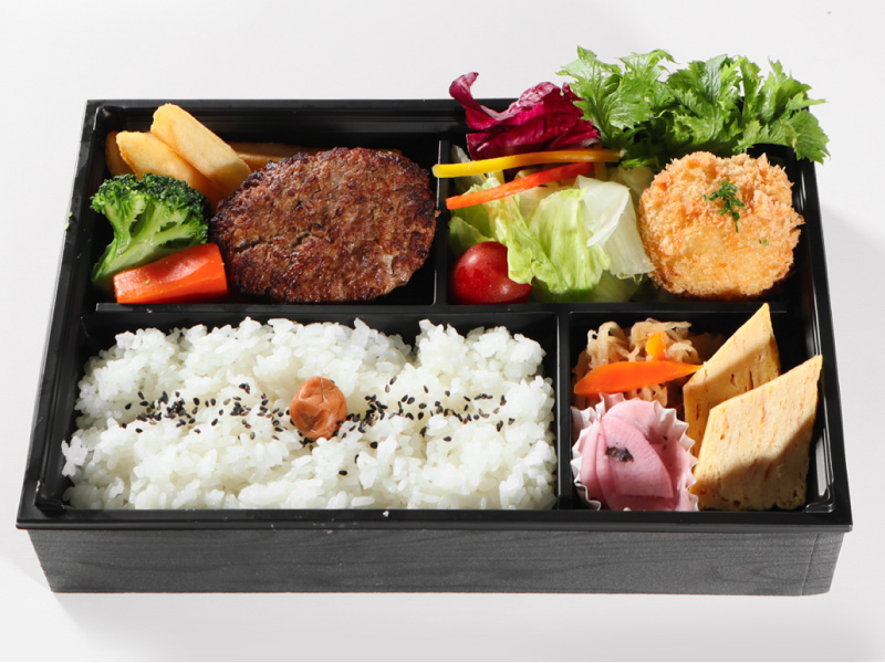 常陸牛ハンバーグとカニクリームコロッケ弁当